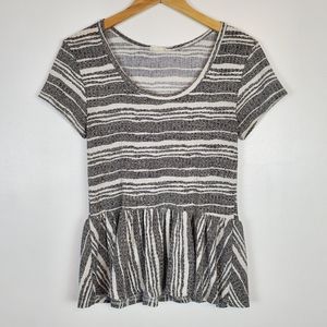Jella C gray and white striped peplum top